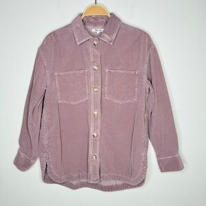 Madewell Corduroy Shacket Overshirt Mauve Pink Button Front Size S